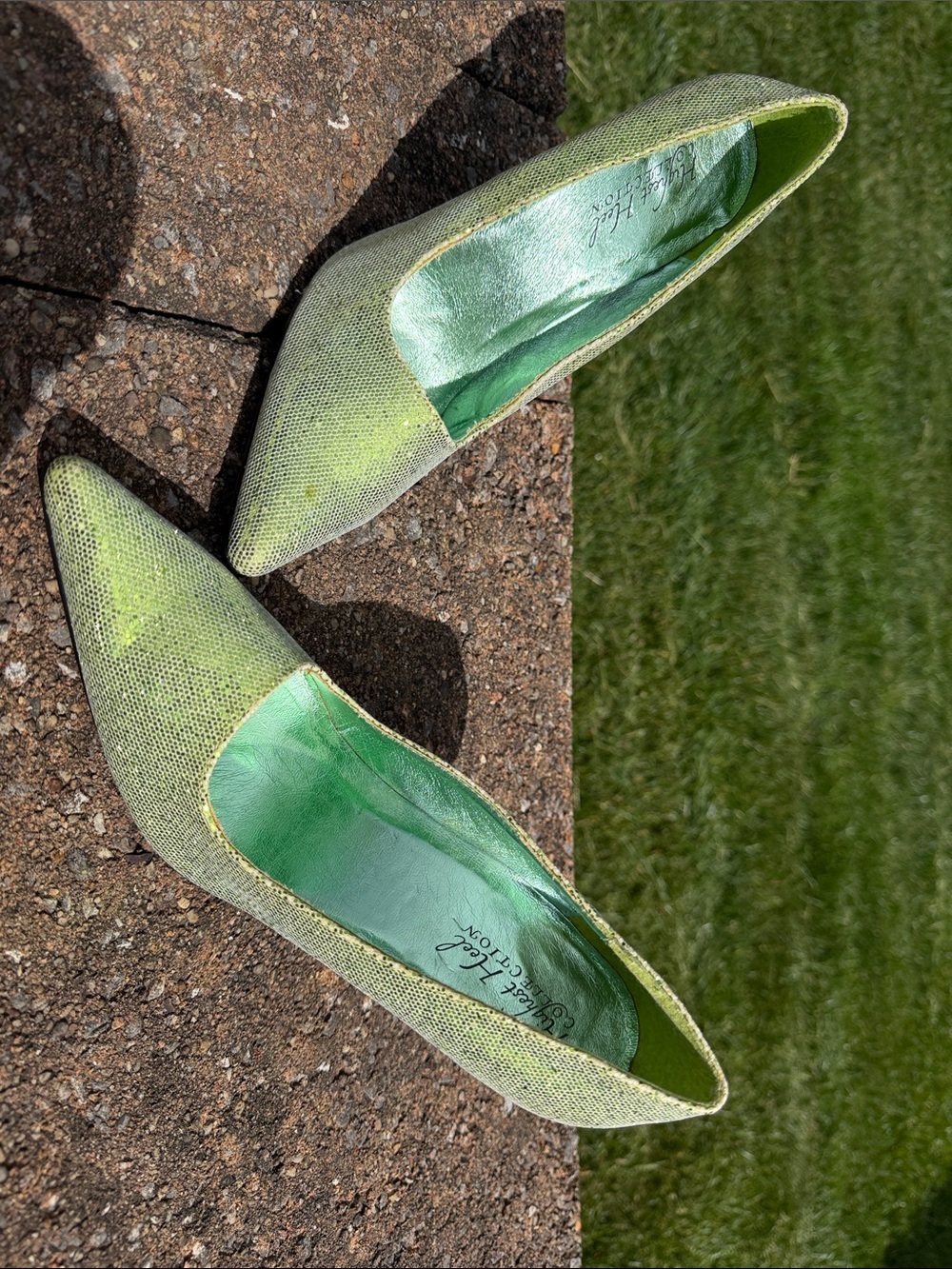 Lime Green sequin Pointed-Toe Women's Pumps